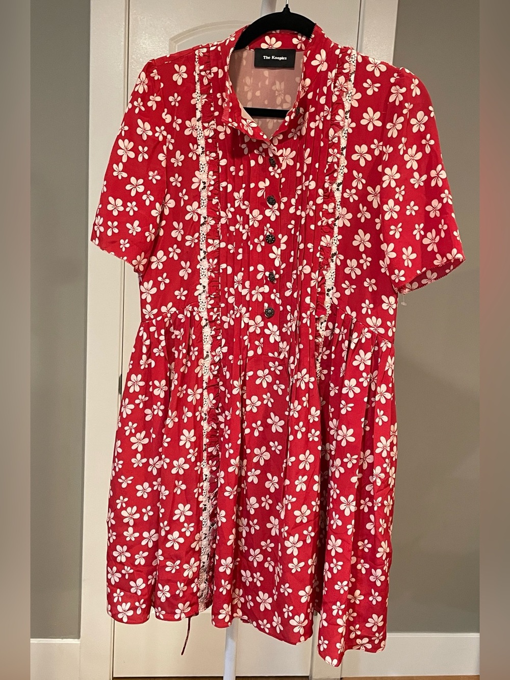 The Kooples Red Floral Button-Front Mini Dress - XS
